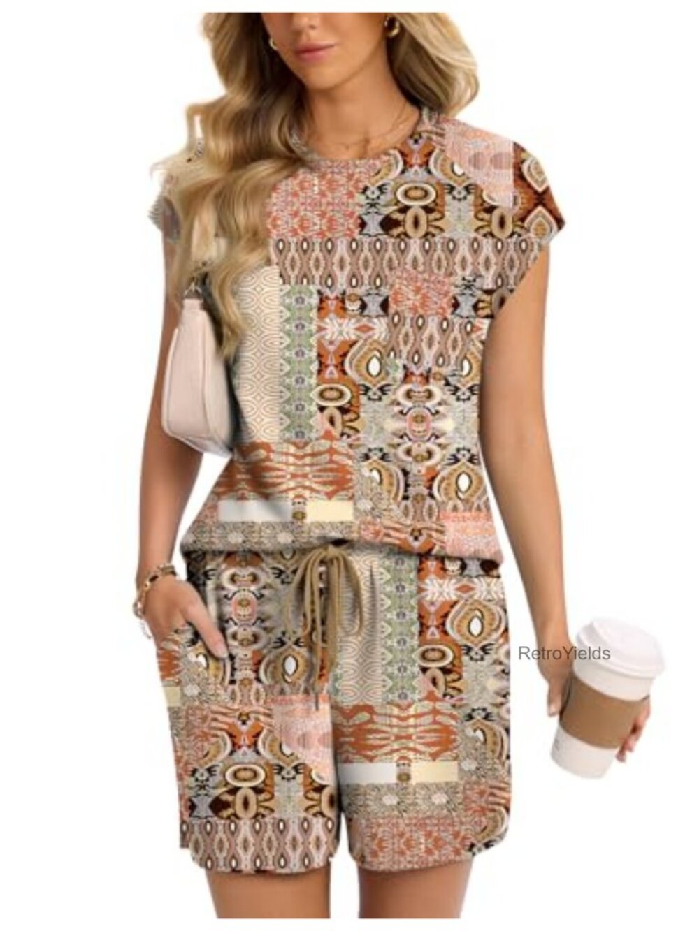 Trendy Lounge Shorts Set for Women 2 Piece Matching Outfit Casual Vacation Suit - Picture 2 of 6